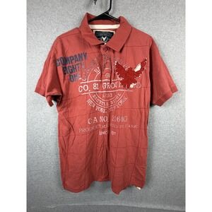 Company 81 Polo Shirt Mens Large Red Graphic Eagle‎ Applique Casual Cotton